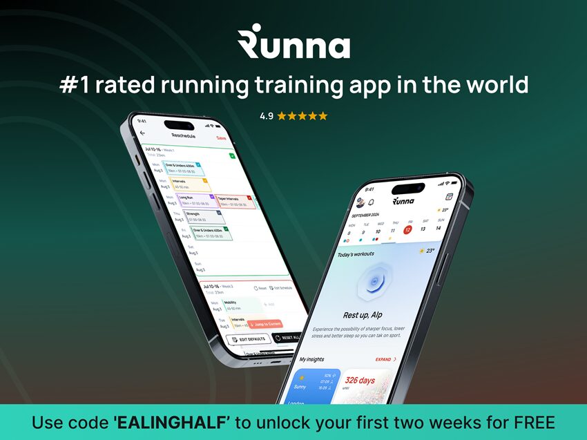 Runna - #1 rated running training app in the world. Use code EALINGHALF for 2 weeks free.